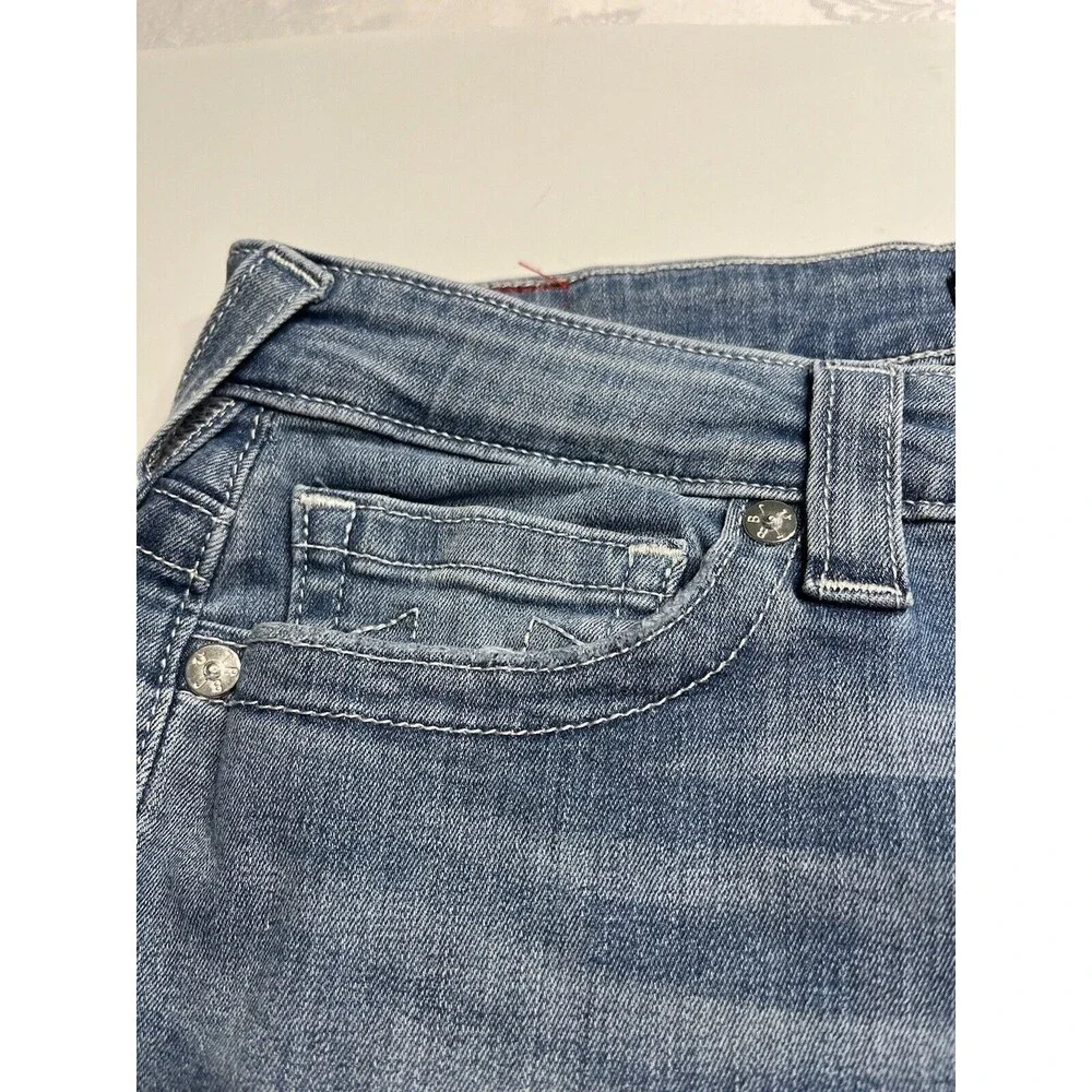 True Religion Jennie Mid Rise Super Skinny Denim Jeans Sz 31 Raw Hem
